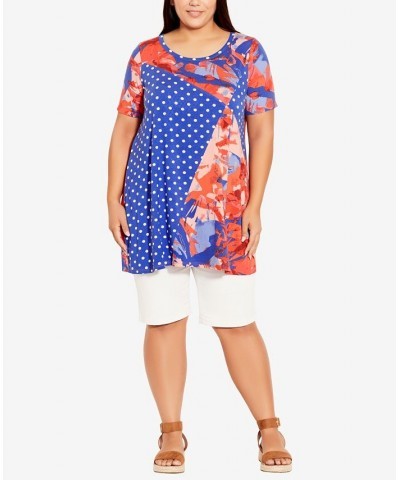 Plus Size Felicity Spliced Tunic Top Coral Starburst $28.80 Tops