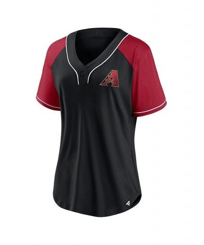 Women's Branded Black Arizona Diamondbacks Ultimate Style Raglan V-Neck T-shirt Black $32.20 Tops