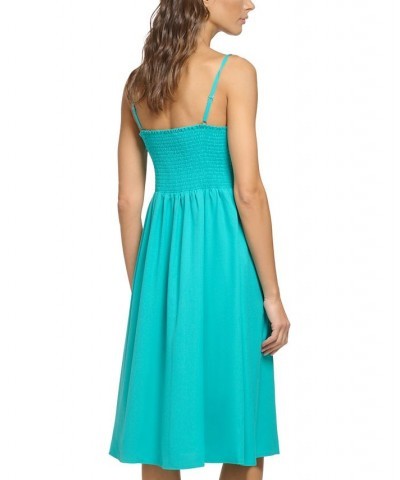Tie-Front Picnic A-Line Dress Lagoon $46.44 Dresses